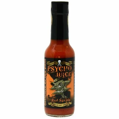 Hot Chilli Sauce Psycho Juice 70% Red Savina Habanero Extra Hot Pepper 148ml - Image 1 of 3