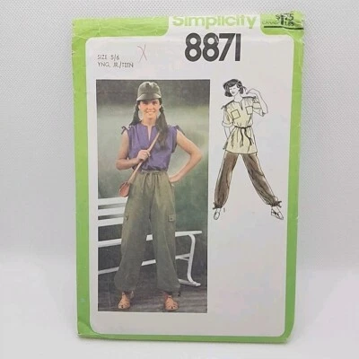 Calça cargo e túnica Simplicity 8871 Juniors padrão de costura tamanho 5/6 sem cortes - Imagem 1 de 4