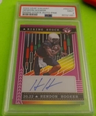 2022 Hendon Hooker Leaf Valiant Pink Rising Stock AUTO ROOKIE PSA 9 MINT (7/7) - Image 1 of 2