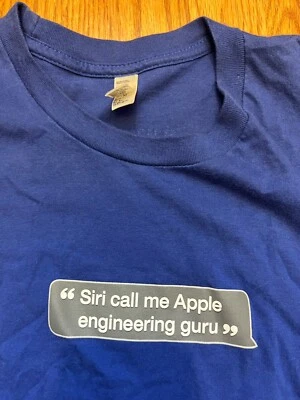 Apple logo WWDC 2012 ENGINEER T-SHIRT Blue Large Employee Siri Macintosh Coder L - Image 1 of 4