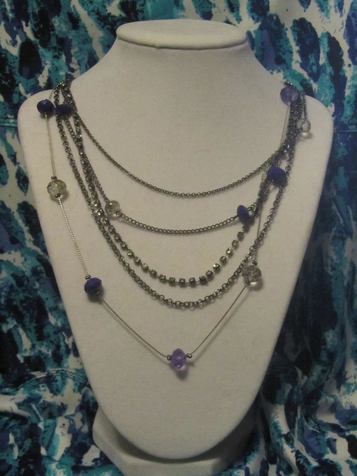 SIMPLY VERA WANG NWT $38 purple necklace women's pewter multi strand lavender - Image 1 of 1