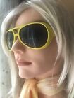 Vintage 80's Neon Yellow Oversized XL Frame Sunglasses NOS Women Men Unisex