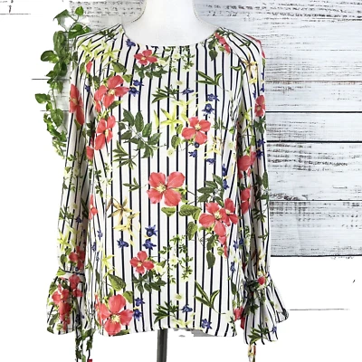 Rose & Olive Blouse Tunic Extra Small Purple Coral Floral Wedding Modest Church - Image 1 of 4