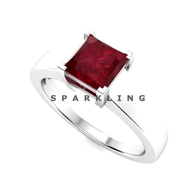 Ruby Square Cut Gemstone With 925 Sterling Silver Ring For Men's #D778 - Image 1 of 4