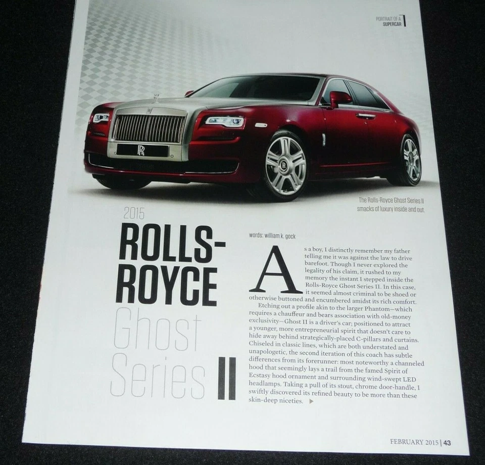 ROLLS-ROYCE GHOST SERIES II ARTICLE - 2015 -PORTRAIT OF A SUPER CAR - Image 1 of 1