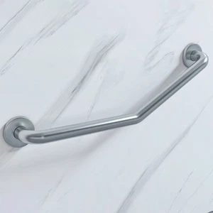 Croydex Chrome Stainless Steel Angled Grab Bar Bathroom Support 600mm x 82mm - Picture 1 of 12