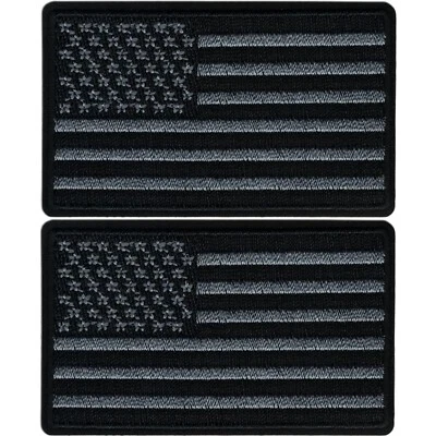 Parches de bandera de Estados Unidos negros y grises (paquete de 2) apliques bordados de hierro en Estados Unidos Foto 1 de 4