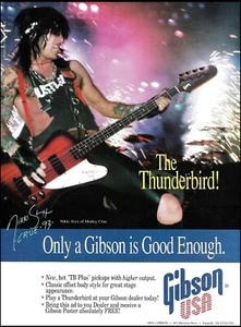 Guitarra Motley Crue Nikki Sixx 1993 Gibson Thunderbird publicidad impresión - Imagen 1 de 3