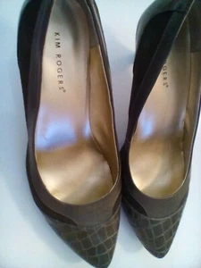 Womens gray Kim Rogers suede and leather low heeled pumps Size 9 medium/wide - Picture 1 of 6