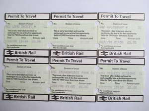 6 X PERTIS Permit To Travel British Rail Branded Tickets All Different Used #10 - Picture 1 of 2