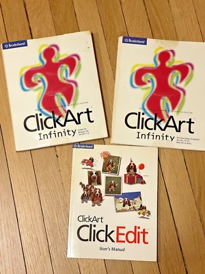BRODERBUND Click Art Infinity CD 1-9 & 10-15 Print Shop Essentials w/ Manual - Image 1 of 4