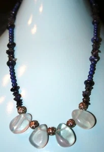 Hand made Aquamarin and Lapis Lazuli necklace - Picture 1 of 2
