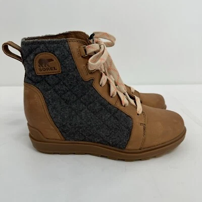 NWOB Sorel Women's Wedge Bootie Evie II NW Lace Up-Velvet Tan/Gum US 9 - Image 1 of 4