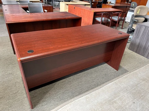 Small Double Pedestal Desk in Mahogany Wood Finish by Bush Furniture Cover