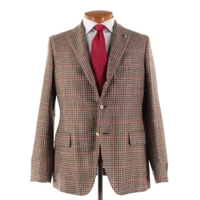 Abrigo deportivo Belvest nuevo con etiquetas mezcla de lana talla 50R (40R EE. UU.) en marrón con cuadros rojos Foto 1 de 4