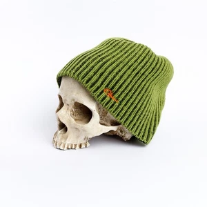 Vintage Screamer Beanie Rib Knit Fish-Bone Logo Acrylic Green Black One Size - Picture 1 of 10