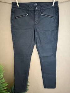 Ann Taylor Loft moderne schmale schwarze Damenhose Größe 8 Biker Punk Reißverschlusstaschen - Bild 1 von 6
