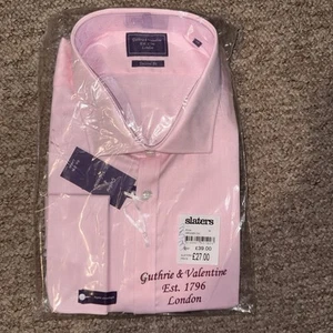 Chemise formelle coupe ajustée Guthrie & Valentine 19 pouces neuve rose chevrons - Photo 1 sur 6