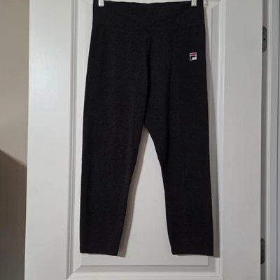 Fila Womens Gray Cropped Leggings With Elastic Waist & Logo Sz M - Image 1 of 4