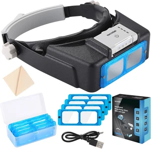 Magnifying Glasses with Light for Close Work, Rechargeable Headband Magnifier wi - Picture 1 of 11
