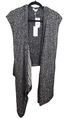 HELMUT LANG Cardigan Sweater Poncho M/L Sharkbite Hem Alpaca Cotton Wool Mix NWT - Image 1 of 4