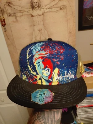 Grassroots Cali Jimi Hendrix Rockin Artwork Collection Limited Snapback Hat NEW - Image 1 of 4