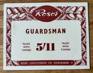Tarjeta de exhibición de guardsman Sweet Shop TOFFEES Rosor Confitería BIRMINGHAM - Imagen 1 de 2