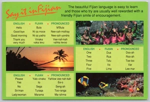 Fiji Vintage Postcard Say it in Fijian Words - Picture 1 of 2