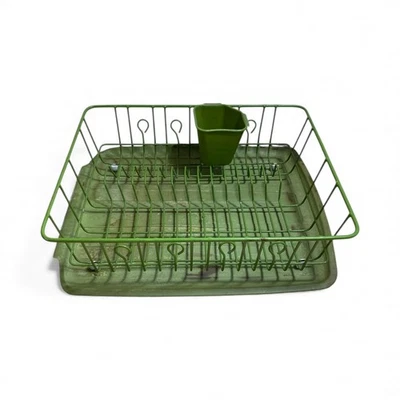 Estante para platos verde aguacate Rubbermaid de colección con tapete Foto 1 de 4