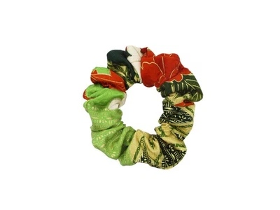 Kimono de seda verde crujiente, corbata de pelo reciclada hecha a mano, envío desde EE. UU. Foto 1 de 4