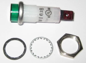 Green w/ Steel Bezel Panel Mount Round Indicator LED Light - Wamco 6V - .1 Watt - Picture 1 of 7