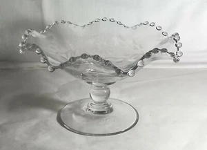 Imperial Crystal Candlewick 9" Floral Etch Crimped Footed Compote 400/67C - Picture 1 of 2