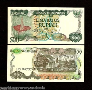 INDONESIA 500 RUPIAH P-121 1982 x 100 Pcs lot BUNDLE TITANUM UNC FLOWER BANKNOTE - Picture 1 of 3