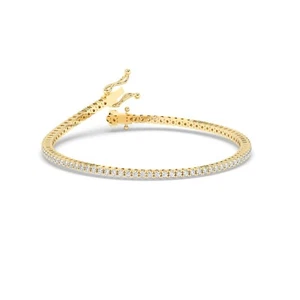 18K Yellow Gold, 1 Cts Lab-Grown Round Brilliant Cut Diamonds Tennis Bracelet - Picture 1 of 8