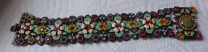 MX Signed Enamel Rhinestone Flower Floral Cherubs Angels Bracelet - Bild 1 von 12