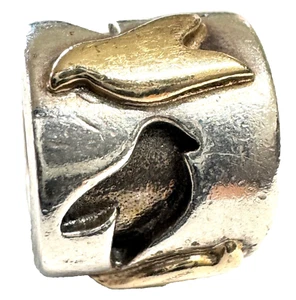 Authentic Pandora Retired Sterling Silver with 14K Gold Love Birds Bead - 790415 - Picture 1 of 8