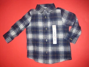 Jumping Beans Langarm Knopfleiste 18 Monate Neu Blau Kariert - Bild 1 von 2