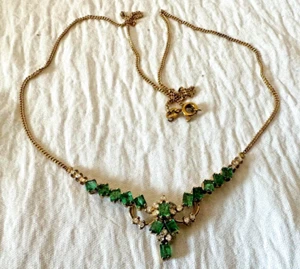 Vintage 14k Yellow Gold with Set Emeralds and Diamonds - Picture 1 of 12