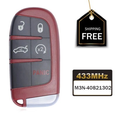 Para Chrysler 300 Dodge Challenger Cargador Inteligente Rojo Mando a Distancia Llavero 433MHz ID46 Foto 1 de 4