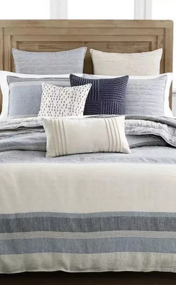 Hotel Collection Linen FULL/QUEEN Duvet Cover  Zipper Closure Lightly Used - Image 1 of 4