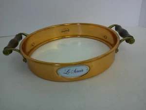 Vintage 1984 Teleflora Le Servir Messing Kasserolle Halter runder Ring 9" Holz - Bild 1 von 4