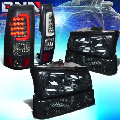 PARA 03-07 SILVERADO FAROL FUMÊ + PARA-CHOQUE CLARO + CONJUNTO DE LÂMPADA TRASEIRA/FREIO BARRA LED 3D - Imagem 1 de 4