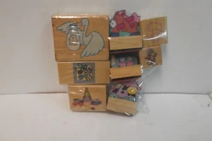 BABY SHOWER ASSORTED WOODEN STAMPS SET OF 8 NEW - Picture 1 of 2