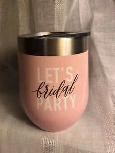 WEDDING Shower COVERED TRAVEL CUP ‘LET’S BRIDAL PARTY’ NEW - WINE TOUR pink - Picture 1 of 8
