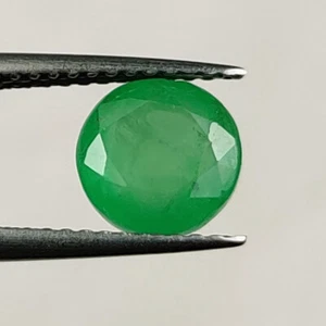 1.81 Ct Natural Very Good Luster Green Zambian Emerald Round Beautiful Cut - Picture 1 of 2
