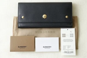 BURBERRY lange Geldbörse genarbtes Leder mit Doppelfaltung Schwarz × Gold - Bild 1 von 10