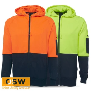 HI VIS UNISEX YELLOW/ORANGE CONTRAST WARM WINTER FULL ZIP HOODIE & PEN SLEEVE - Picture 1 of 4