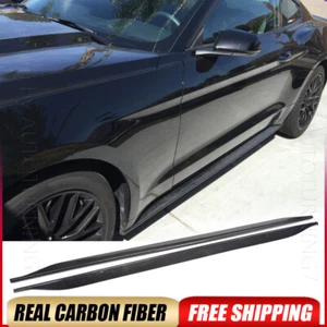 For Ford Mustang 2015-2023 Real Carbon Fiber Side Skirts Extension Lip Spoiler - Picture 1 of 14