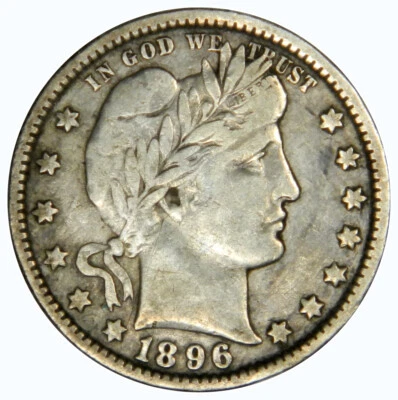 Cuarto de barbero 1896-O ~ bonito original XF ~ ¡PRECIO CORRECTO! #3 Foto 1 de 2