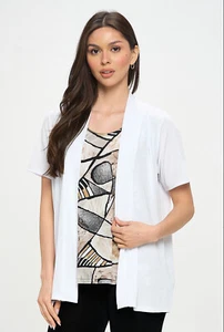 JOSTAR Poly Spandex SLINKY STRETCH Strick JACKE WEISS ohne Schulterpolster S M L XL - Bild 1 von 8